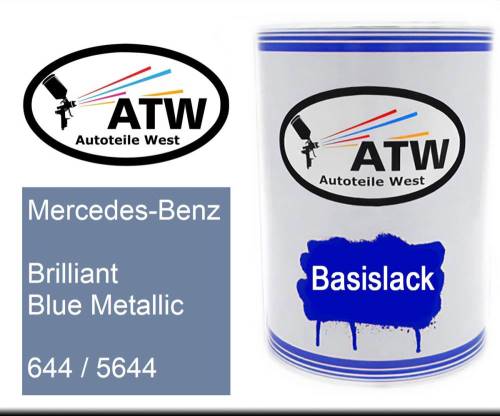 Mercedes-Benz, Brilliant Blue Metallic, 644 / 5644: 500ml Lackdose, von ATW Autoteile West.